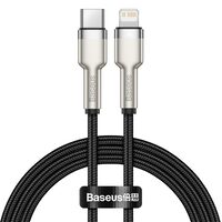 Cablu Type-C la Lightning Baseus Cafule Series Metal PD 20W Black (1m, impletitura nylon)