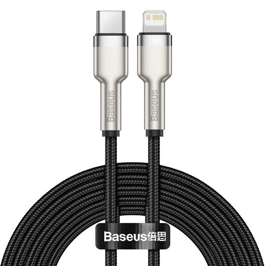 Cablu Type-C la Lightning 20W, Baseus Cafule Series Metal 2m, Black