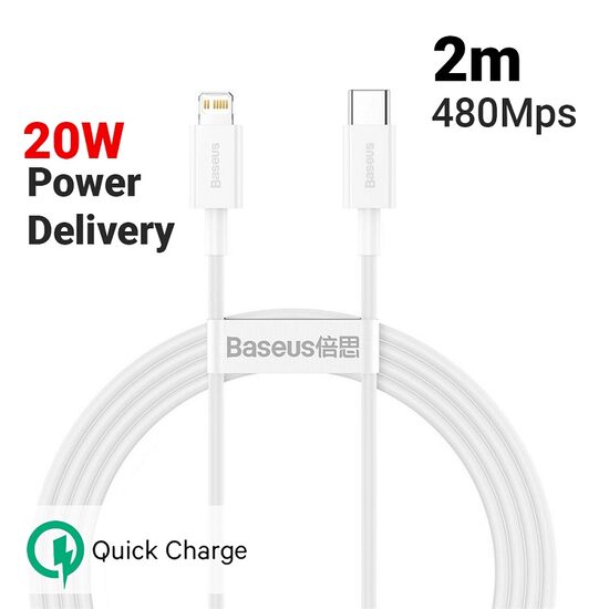 Cablu Lightning la Type-C PD Baseus Superior Series White