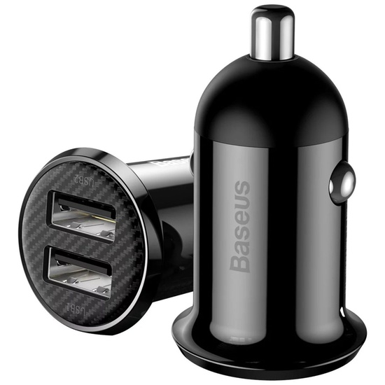 Baseus Incarcator Auto Grain Pro Mini Dual USB, 5V, Negru