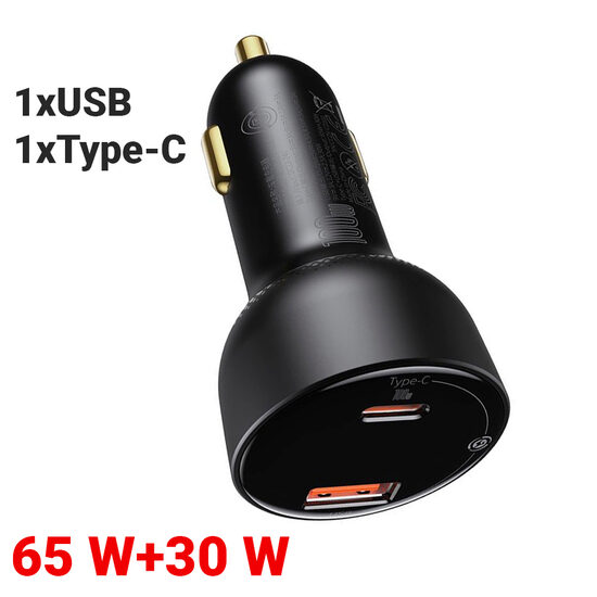 Incarcator Auto USB si Type-C Baseus Dual Superme Digital Display PPS Black