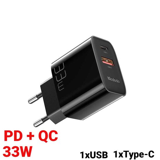 Incarcator Retea Mcdodo Dual USB PD+QC 33W Black