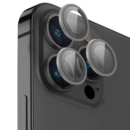 Devia Folie Sticla Camera Peak Series iPhone 15 Pro / 15 Pro Max pachet de 3 buc Gri