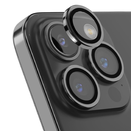 Devia Folie Sticla Camera Peak Series iPhone 15 Pro / 15 Pro Max pachet de 3 buc Negru