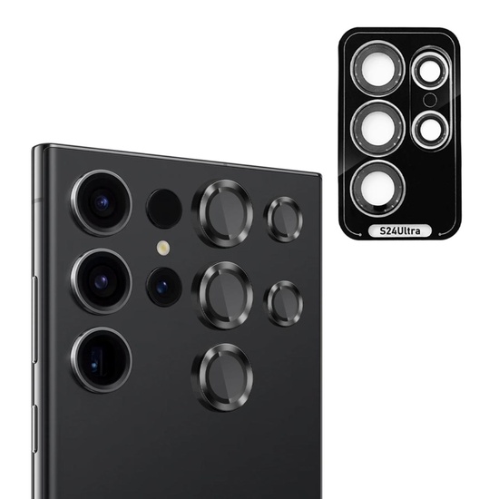 Devia Folie Sticla Camera Peak Series Samsung Galaxy S24 Ultra, pachet de 5 buc.Negru