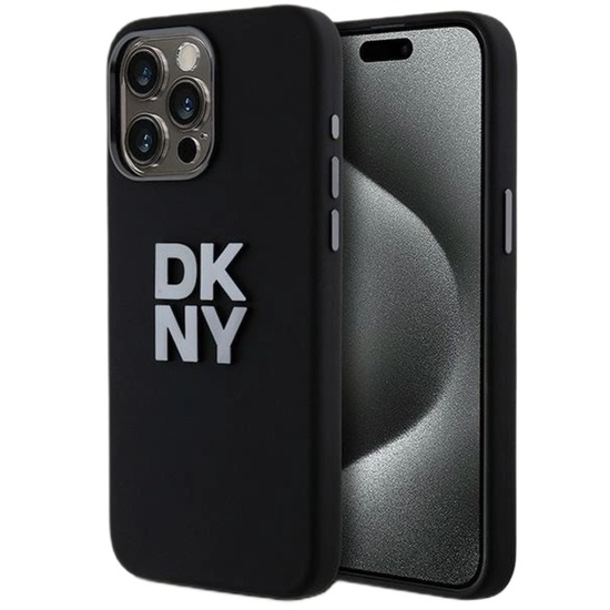 DKNY Husa Liquid Silicone Metal Logo iPhone 15 Pro Max Negru