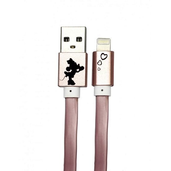 Cablu Disney USB Lightning Minnie Hearts 1m, Rose Gold