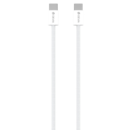 Devia Cablu Smart Woven Type-C la Type-C, Fast Charge, 60W, 3A, 1m, Alb