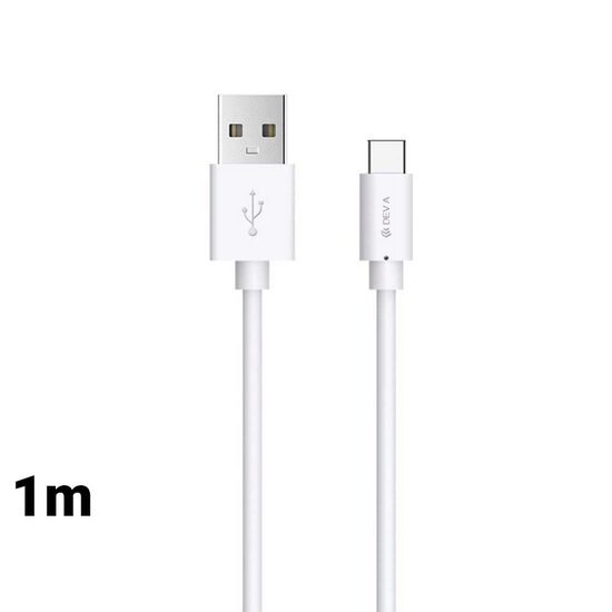 Cablu Type-C Devia Kintone White 1m