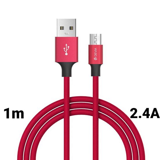 Devia Cablu Pheez Series MicroUSB Red 1m