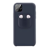 Husa iPhone 11 Pro Max Lemontti Liquid Silicone with Apple AirPods Case Dark Blue