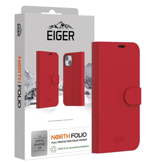 Eiger Husa North Folio Case iPhone 16 Rosu