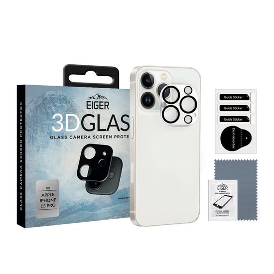 Folie Camera iPhone 13 Pro Eiger 3D Glass GRS Clear Black