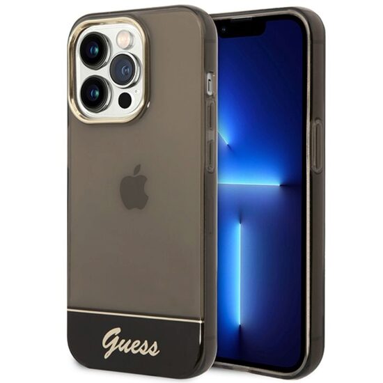 Husa iPhone 14 Pro Max Guess Camera Outline Translucent Negru