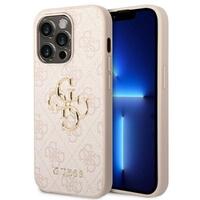 Guess Husa PU 4G Metal Logo iPhone 14 Pro Max Roz