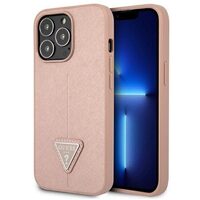 Husa iPhone 13 Pro Guess PU Saffiano Triangle Roz