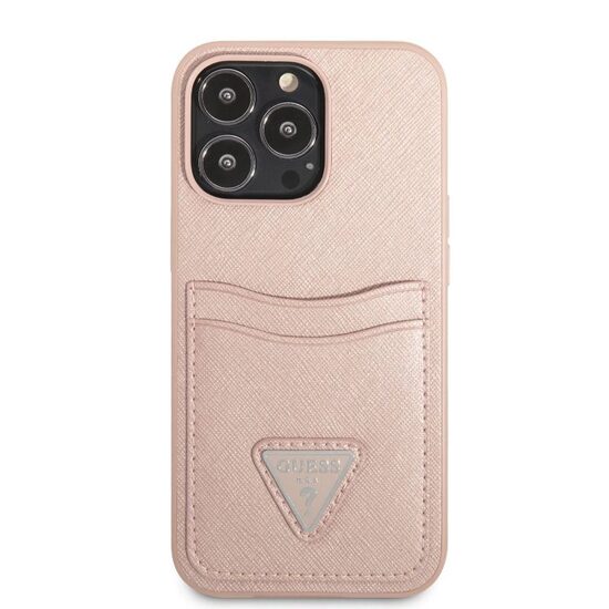 Husa iPhone 13 Pro Guess Saffiano Double Card Roz