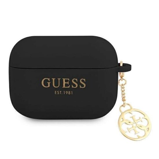 Husa Airpods Pro Guess Silicon 4G Charms Negru