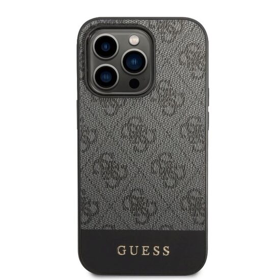 Husa iPhone 14 Pro Max Guess 4G Stripe Metal Logo Grey