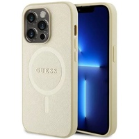 Guess Husa Saffiano MagSafe iPhone 15 Pro Bej