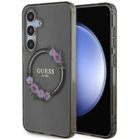 Guess Husa Flowers Wreath MagSafe Samsung Galaxy S24 Negru