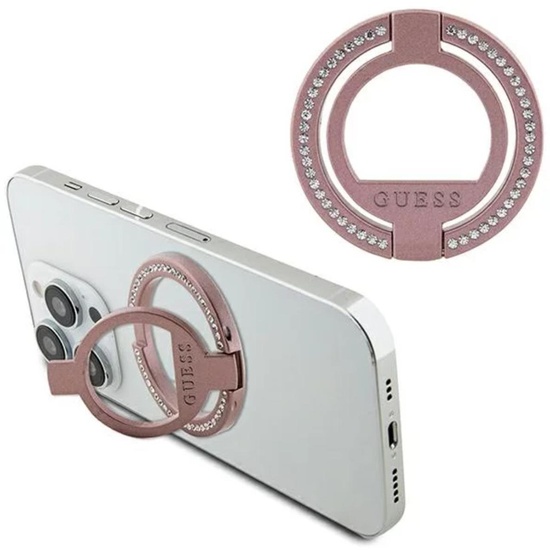 Guess Inel pentru telefon Rhinestones MagSafe Roz