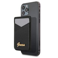Suport Card Guess Saffiano Metal Logo Negru