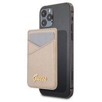 Suport Card Guess Saffiano Metal Logo Auriu