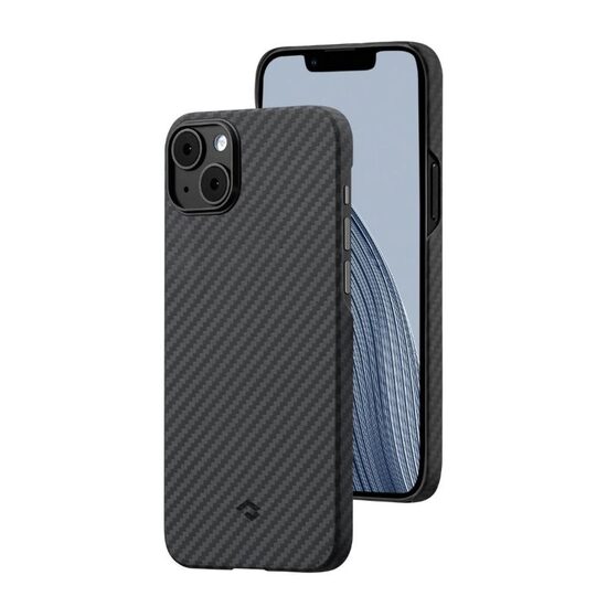 Husa iPhone 14 Plus Pitaka MagEZ 3 Aramida 1500D, MagSafe, Negru / Gri