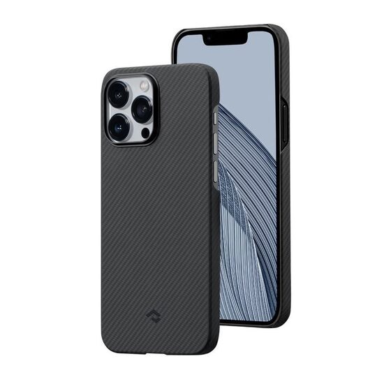 Husa iPhone 14 Pro Max Pitaka MagEZ 3 Aramida 600D, MagSafe Negru / Gri