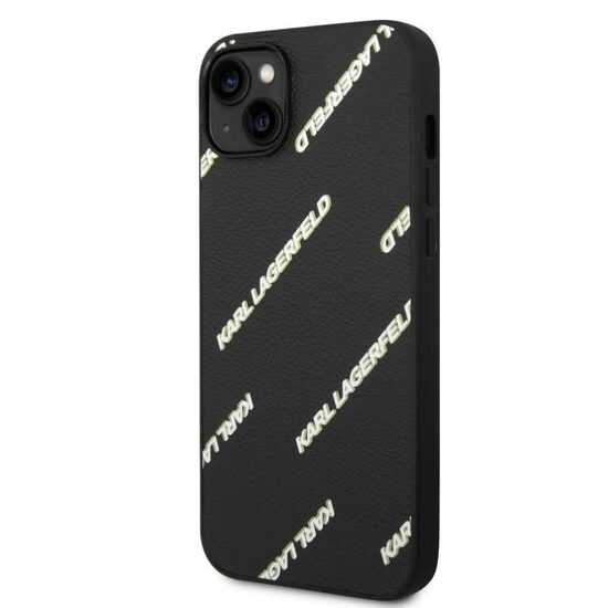 Husa iPhone 14 Karl Lagerfeld Grained Leather Logomania Negru