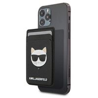 Suport Magnetic Card Karl Lagerfeld Saffiano Choupette Head Negru