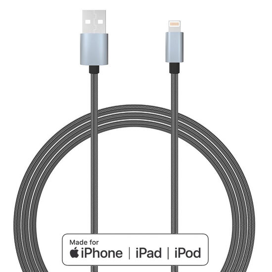 Lemontti Cablu Bending Aluminum USB-A la Lightning MFI, 1.5m, Gri