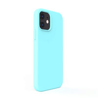 Lemontti Husa Liquid Silicon iPhone 12 Mini Tiffany Blue (protectie 360°, material fin, captusit cu microfibra)