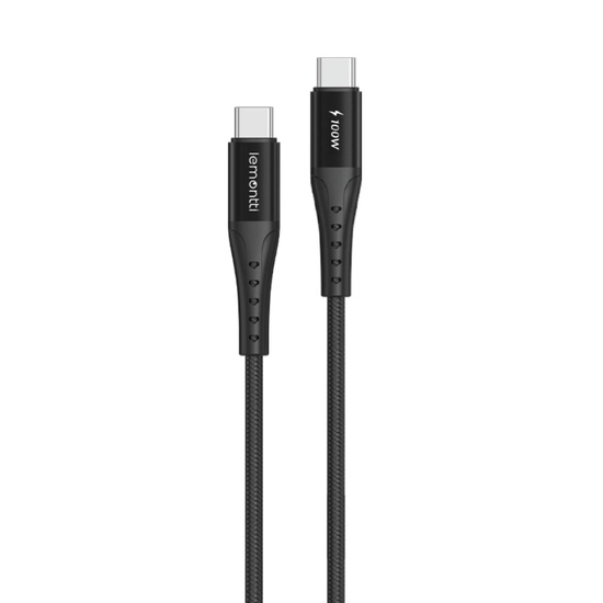 Lemontti Cablu Bending Aluminum Super Fast Charge Type-C la Type-C, PD 100W, 1.2m, Negru