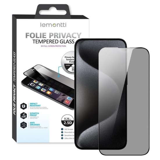 Lemontti Folie Sticla Privacy Full Fit iPhone 15 Pro Negru