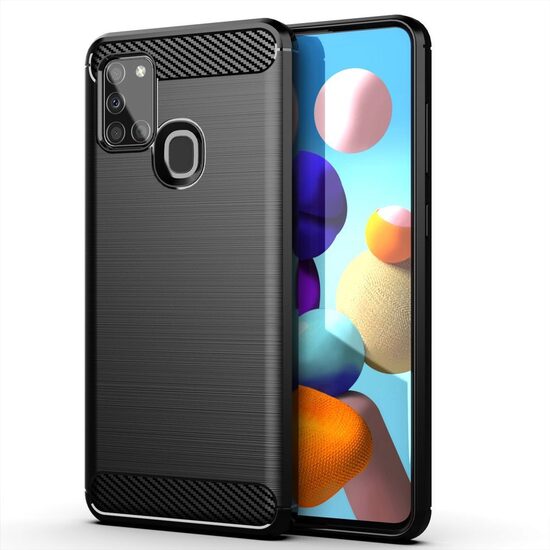 Lemontti Husa Carbon Duo Samsung Galaxy A21s Negru