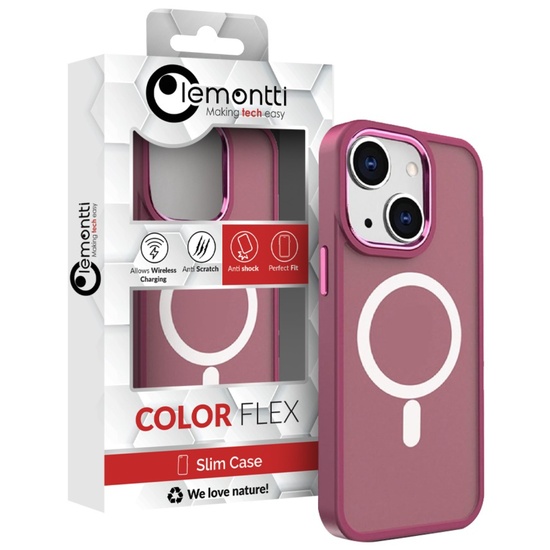 Lemontti Husa Color Matte MagSafe iPhone 15 Plus Visiniu