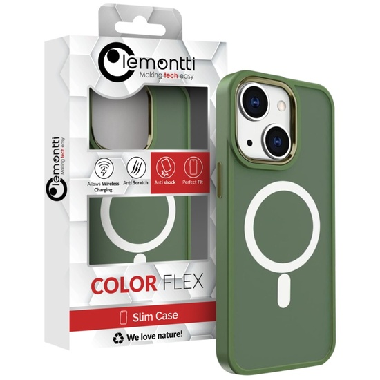 Lemontti Husa Color Matte MagSafe iPhone 15 Verde