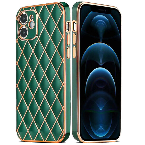 Husa iPhone 12 / 12 Pro Lemontti Gold Plating Olive