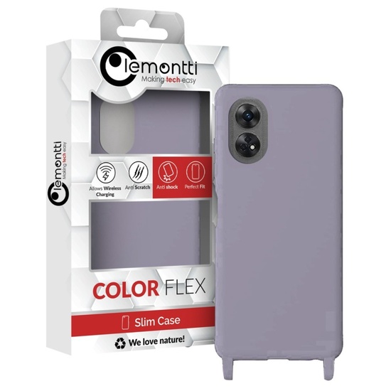 Lemontti Husa Silicon cu Snur Oppo Reno 8T Mov (protectie 360°, material fin, captusit cu microfibra)