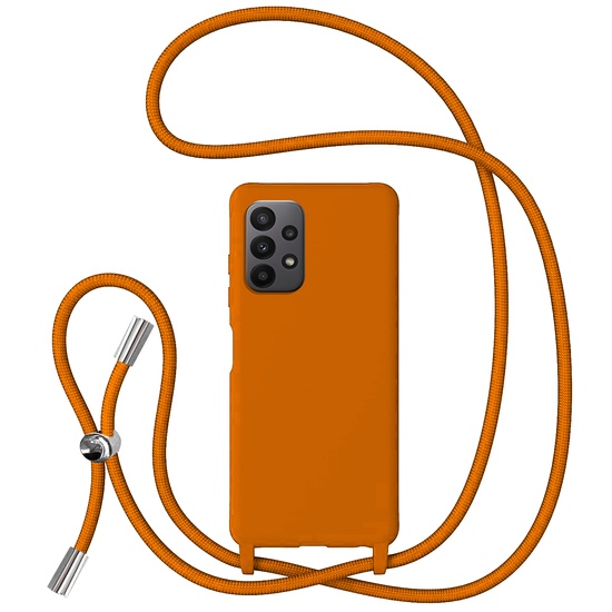 Lemontti Husa Silicon cu Snur Samsung Galaxy A23 5G Portocaliu (protectie 360°, material fin, captusit cu microfibra)