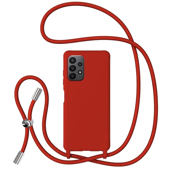 Lemontti Husa Silicon cu Snur Samsung Galaxy A23 5G Rosu (protectie 360°, material fin, captusit cu microfibra)