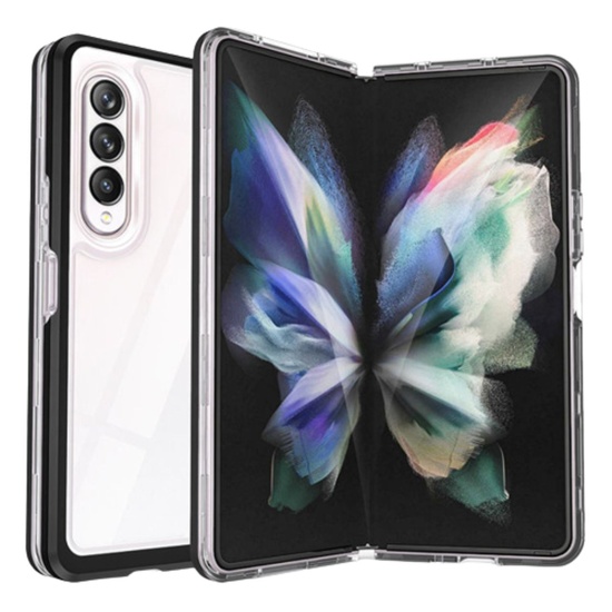 Lemontti Husa Silicon 3in1 Samsung Galaxy Z Fold4 Transparent cu rama neagra