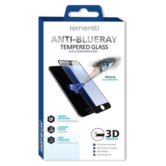Folie iPhone 14 Pro Lemontti Sticla Full Fit Anti-BlueRay Black