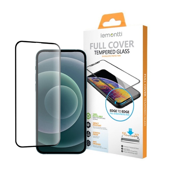 Folie iPhone 17e/ iPhone 16e /iPhone 14 / iPhone 13 / iPhone 13 Pro Lemontti Sticla Full Fit Black