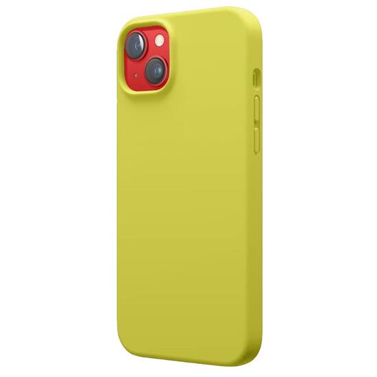 Lemontti Husa Liquid Silicon MagCharge iPhone 14 Galben (protectie 360°, material fin, captusit cu microfibra)