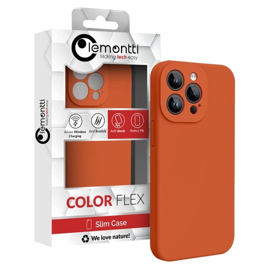 Lemontti Husa Liquid Silicon MagCharge iPhone 15 Pro Portocaliu (protectie 360°, material fin, captusit cu microfibra)