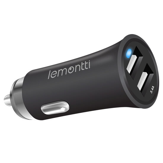 Lemontti Incarcator Auto 3.4A 2 porturi USB-A Negru