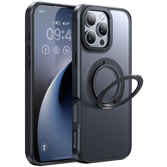 Mcdodo Husa Mata MagSafe iPhone 16 Pro Max cu suport Negru